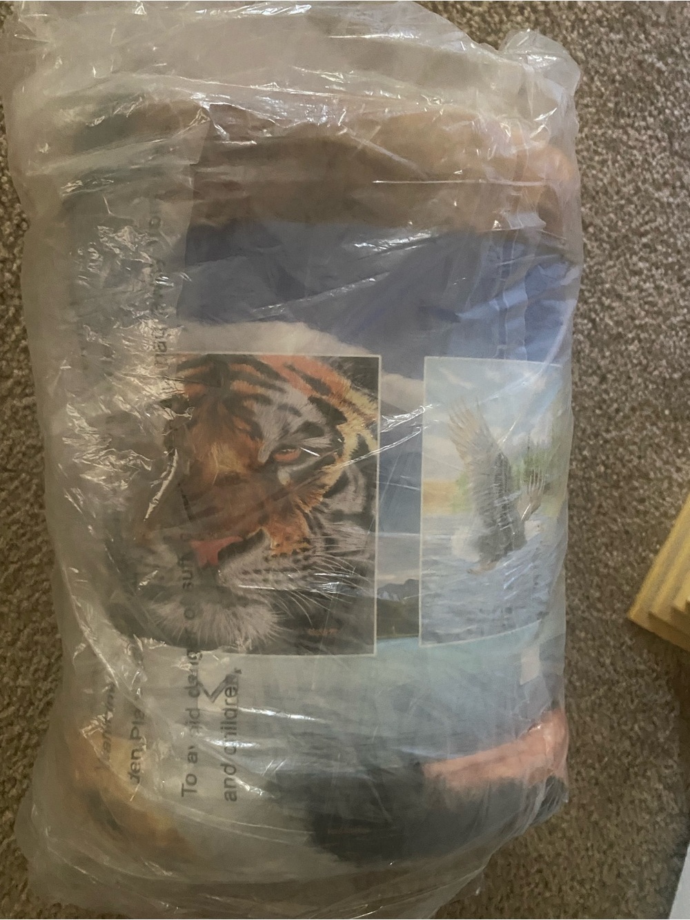 Wildlife Tiger Print Comforter Set - Blue/Orange